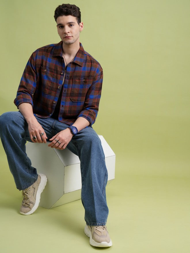 Highlander Men Brown Checked Regular Fit Casual Shirt - Brown - Image 2