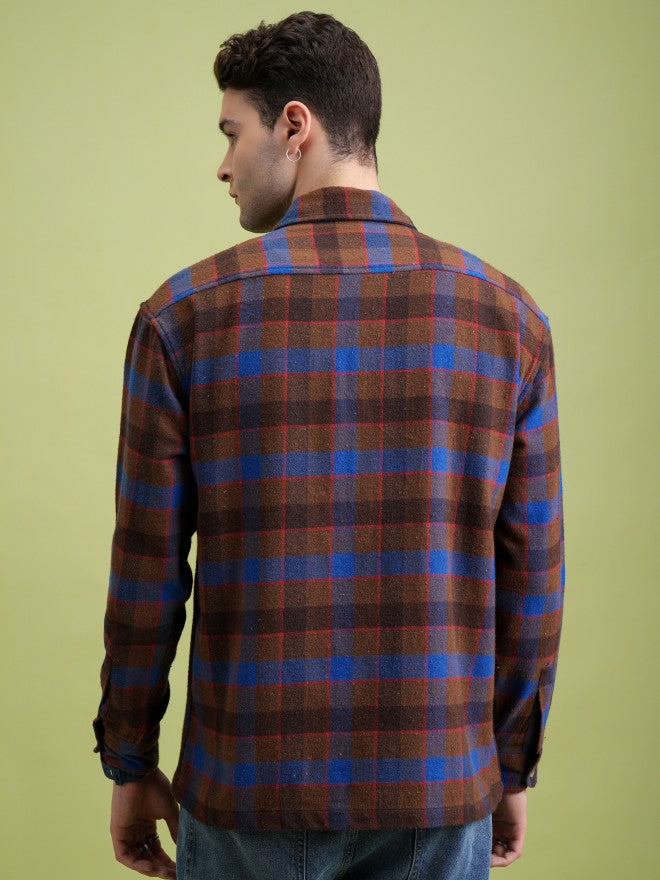 Highlander Men Brown Checked Regular Fit Casual Shirt - Brown - Image 3