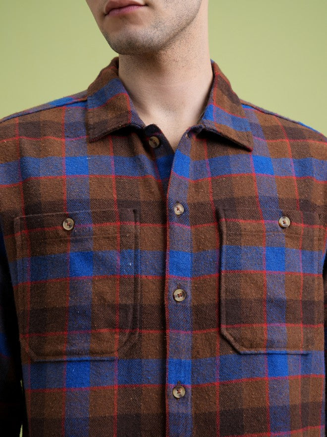 Highlander Men Brown Checked Regular Fit Casual Shirt - Brown - Image 5