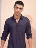 Highlander Men Purple Printed Regular Fit Casual Shirt - Purple - Image 1