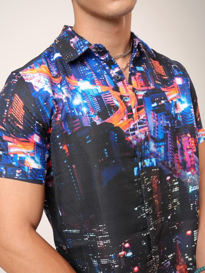 Highlander Men Blue Printed Slim Fit Casual Shirt - Blue - Image 5