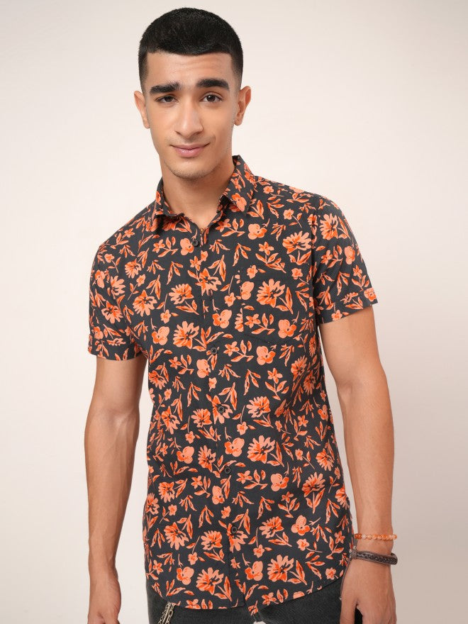 Highlander Men Grey Printed Slim Fit Casual Shirt - Grey - Image 7