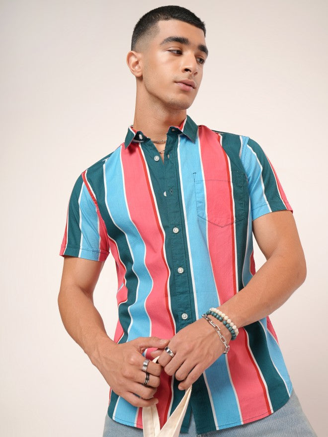 Highlander Men Multi Striped Slim Fit Casual Shirt - Multi - Image 1