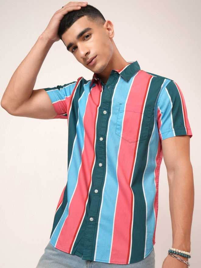 Highlander Men Multi Striped Slim Fit Casual Shirt - Multi - Image 4