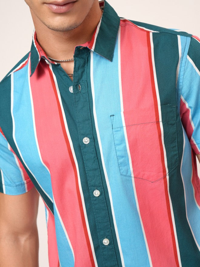 Highlander Men Multi Striped Slim Fit Casual Shirt - Multi - Image 5