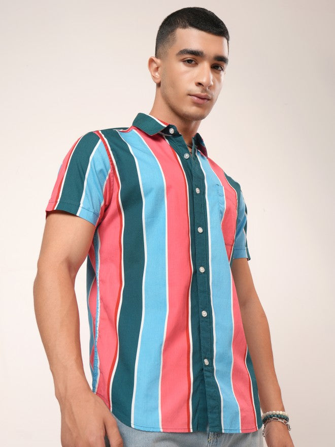 Highlander Men Multi Striped Slim Fit Casual Shirt - Multi - Image 6