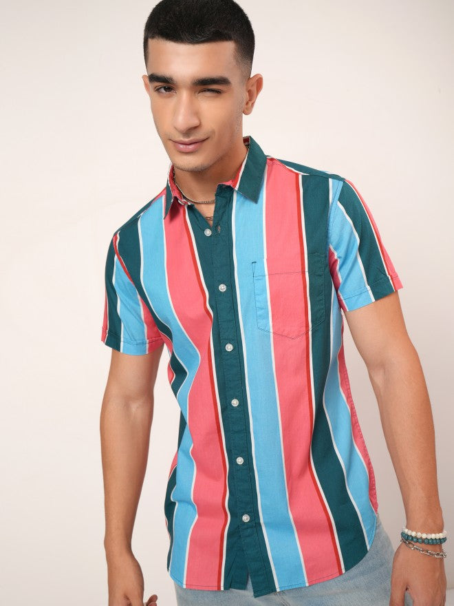 Highlander Men Multi Striped Slim Fit Casual Shirt - Multi - Image 7