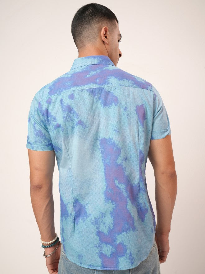 Highlander Men Blue Printed Slim Fit Casual Shirt - Blue - Image 3