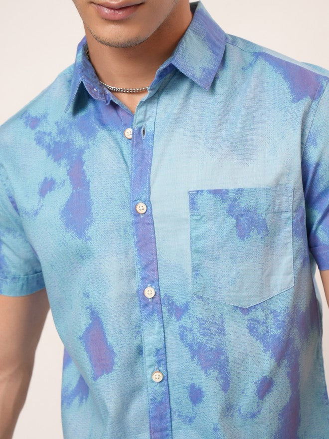 Highlander Men Blue Printed Slim Fit Casual Shirt - Blue - Image 5