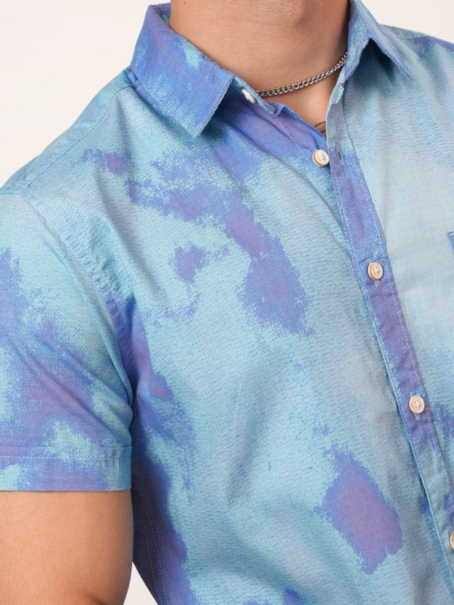 Highlander Men Blue Printed Slim Fit Casual Shirt - Blue - Image 8