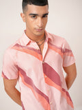 Highlander Men Pink Printed Slim Fit Casual Shirt - Pink - Image 1