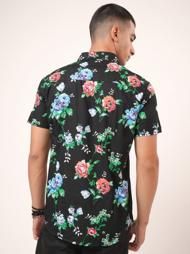 Highlander Men Black Printed Slim Fit Casual Shirt - Black - Image 3