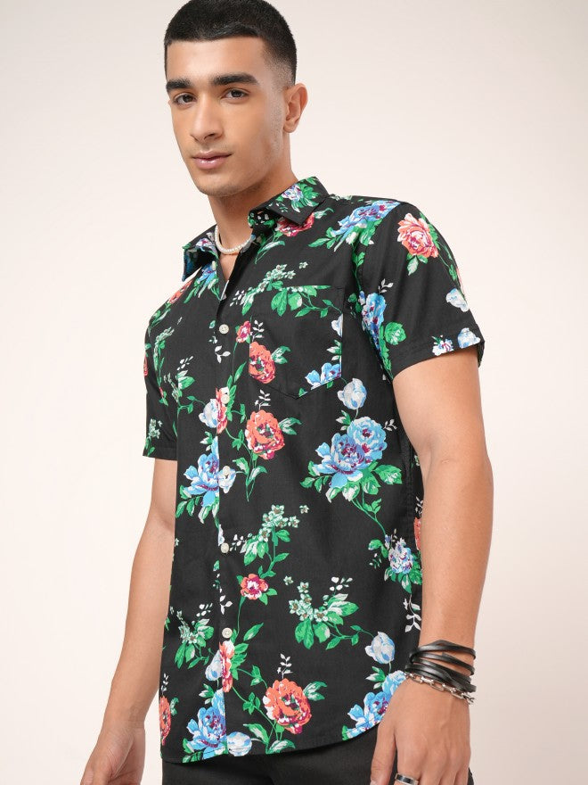 Highlander Men Black Printed Slim Fit Casual Shirt - Black - Image 4