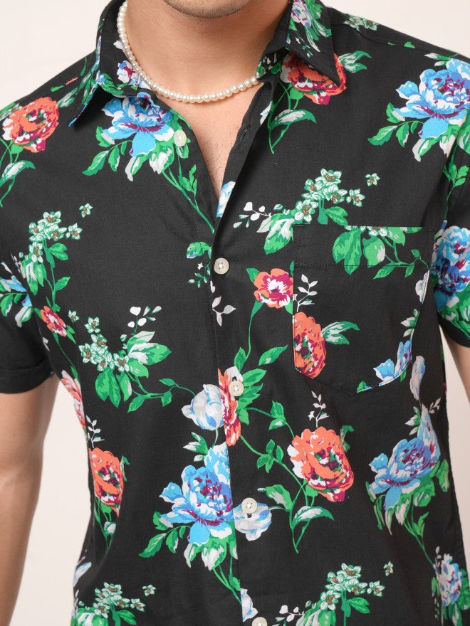 Highlander Men Black Printed Slim Fit Casual Shirt - Black - Image 7