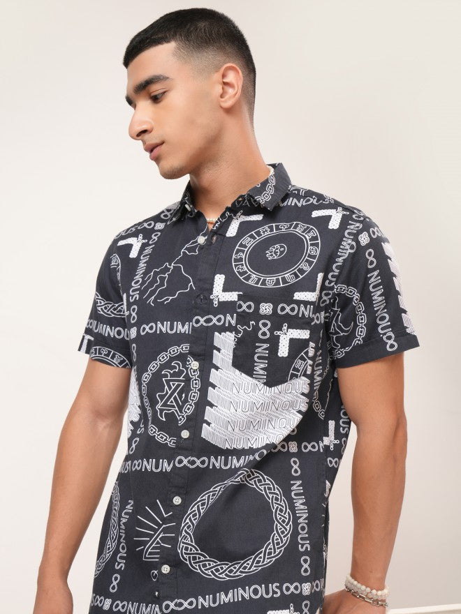 Highlander Men Grey Printed Slim Fit Casual Shirt - Grey - Image 1