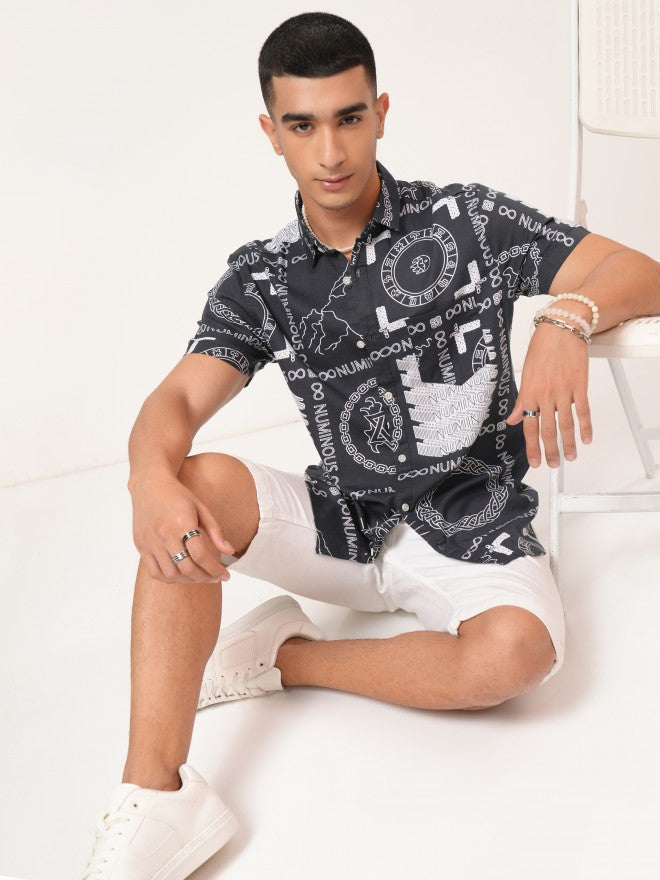 Highlander Men Grey Printed Slim Fit Casual Shirt - Grey - Image 2