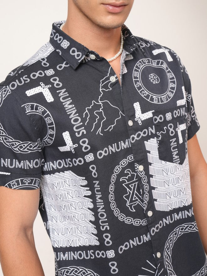 Highlander Men Grey Printed Slim Fit Casual Shirt - Grey - Image 5