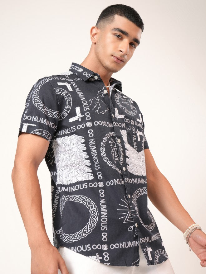 Highlander Men Grey Printed Slim Fit Casual Shirt - Grey - Image 6
