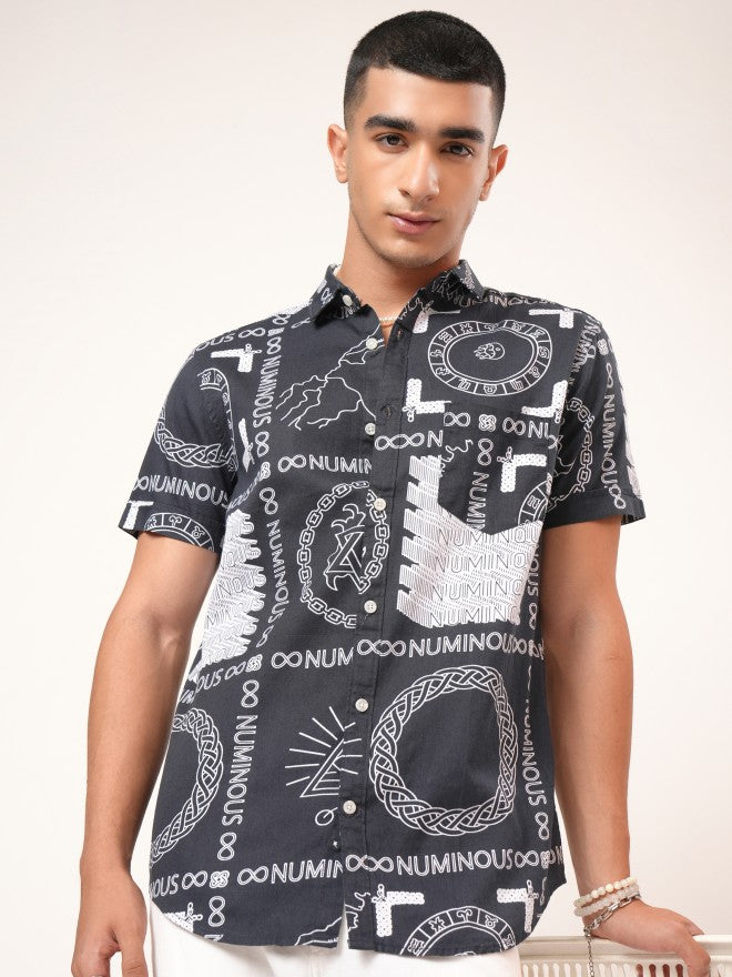 Highlander Men Grey Printed Slim Fit Casual Shirt - Grey - Image 7