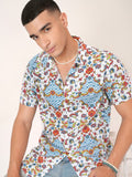 Highlander Men White Printed Slim Fit Casual Shirt - White - Image 1