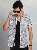 Highlander Men Grey Printed Slim Fit Casual Shirt - White - Image 1