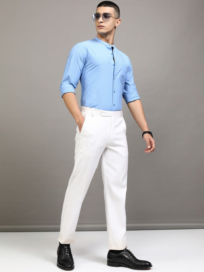 Highlander Men Blue Solid Slim Fit Casual Shirt - Blue - Image 2