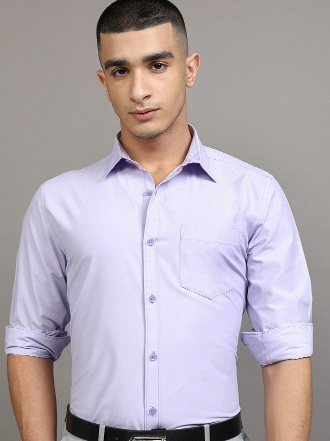 Highlander Men Purple Solid Slim Fit Casual Shirt - Purple - Image 1