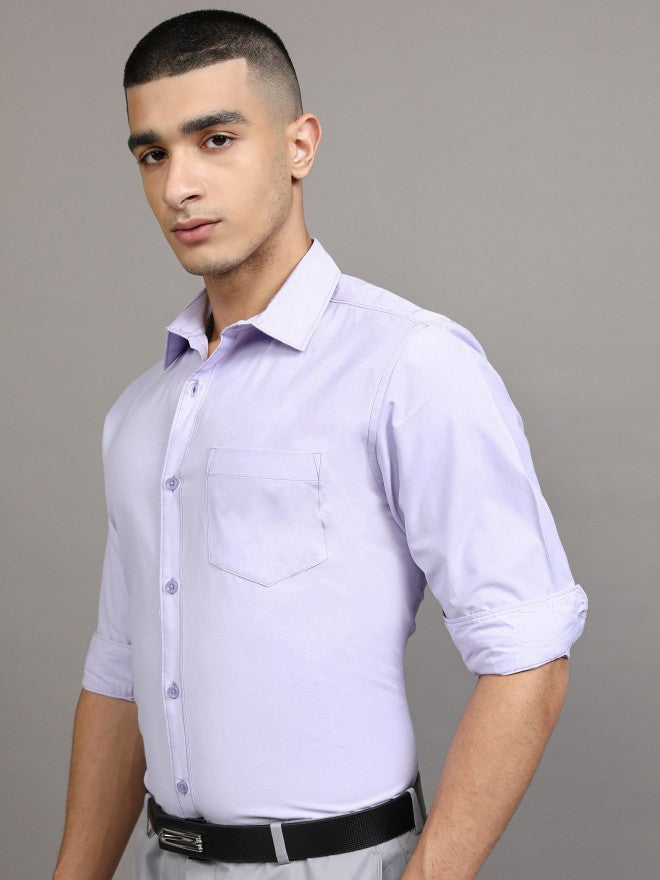 Highlander Men Purple Solid Slim Fit Casual Shirt - Purple - Image 4