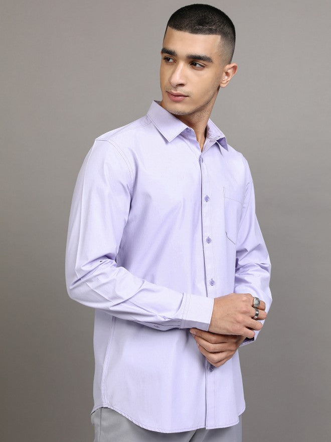 Highlander Men Purple Solid Slim Fit Casual Shirt - Purple - Image 6