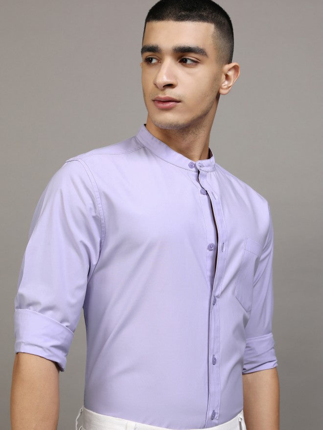 Highlander Men Purple Solid Slim Fit Casual Shirt - Purple - Image 1