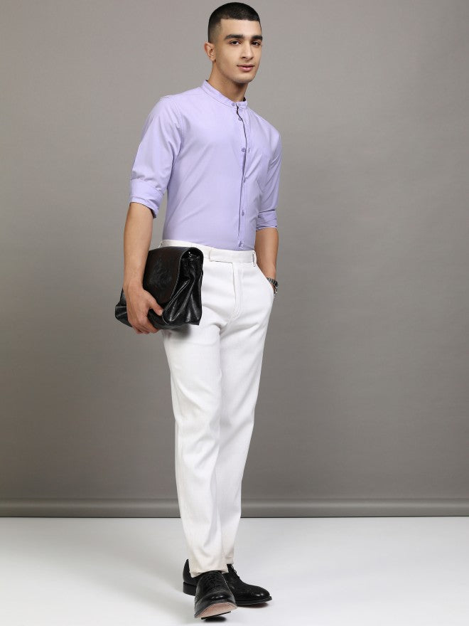 Highlander Men Purple Solid Slim Fit Casual Shirt - Purple - Image 2