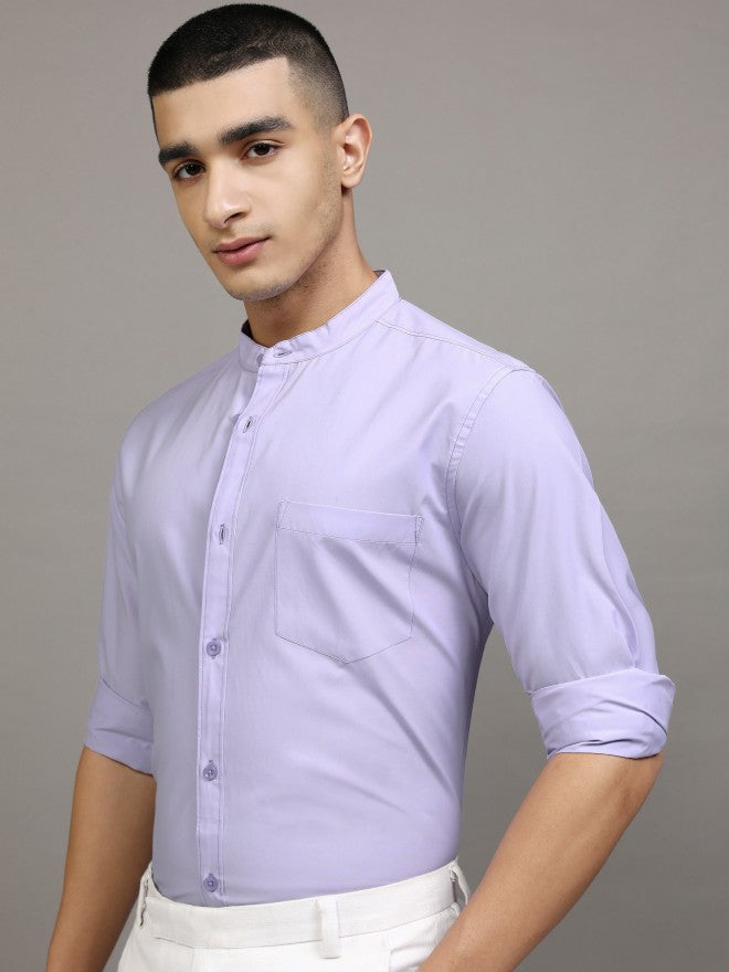 Highlander Men Purple Solid Slim Fit Casual Shirt - Purple - Image 4