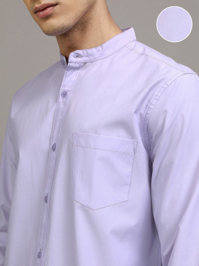 Highlander Men Purple Solid Slim Fit Casual Shirt - Purple - Image 5