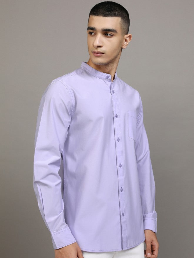 Highlander Men Purple Solid Slim Fit Casual Shirt - Purple - Image 6