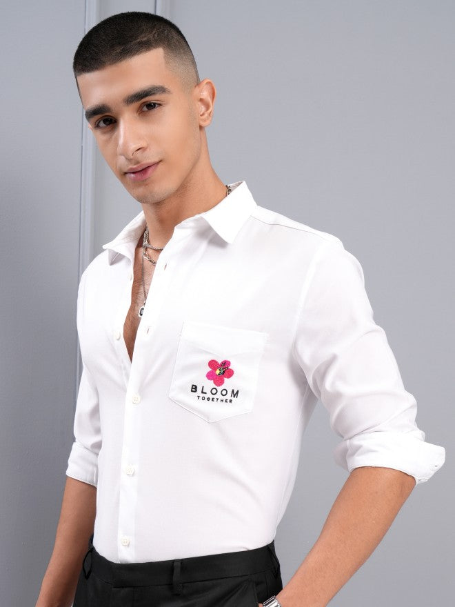 Highlander Men White Printed Regular Fit Casual Shirt - White - Image 4
