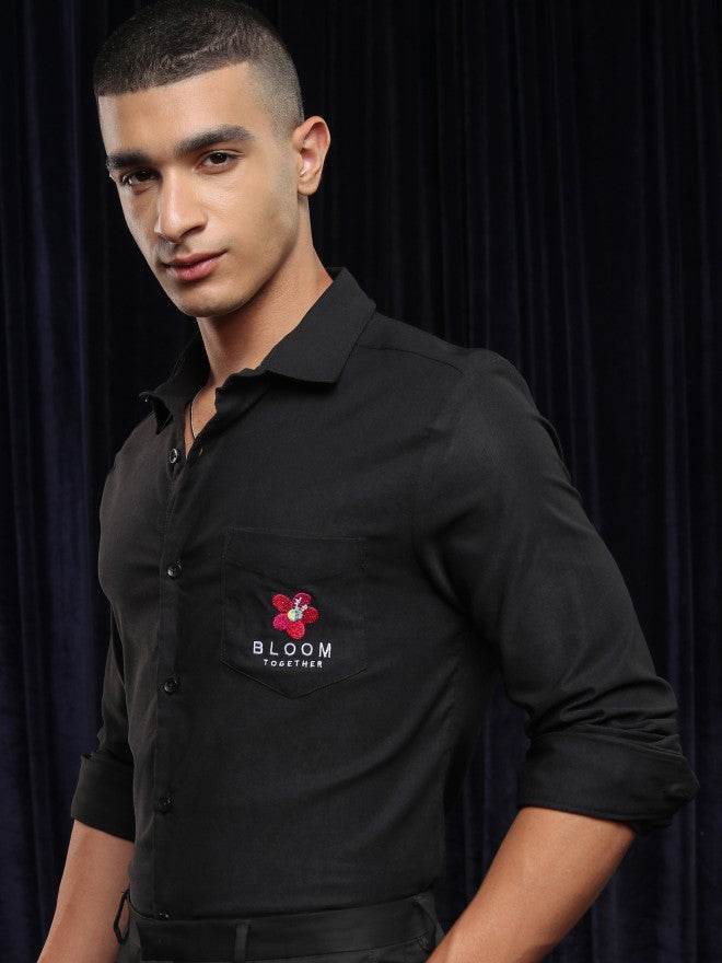 Highlander Men Black Solid Regular Fit Casual Shirt - Black - Image 1