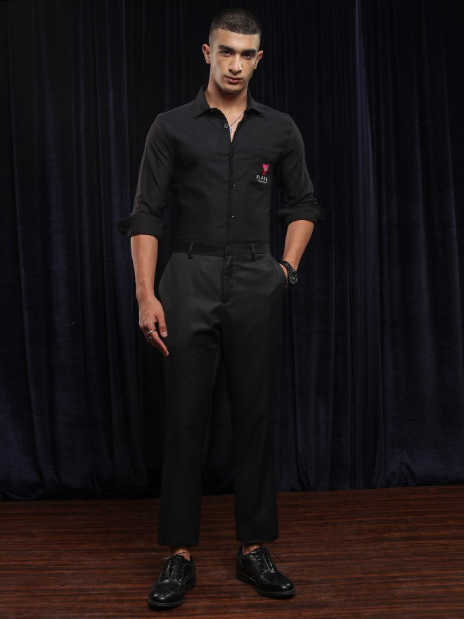 Highlander Men Black Solid Regular Fit Casual Shirt - Black - Image 2