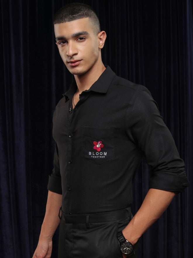 Highlander Men Black Solid Regular Fit Casual Shirt - Black - Image 4