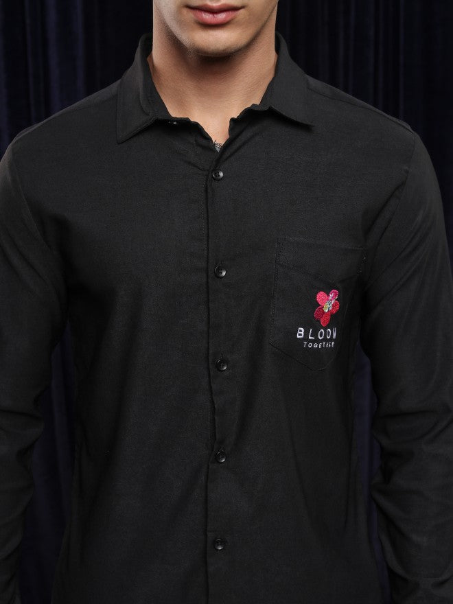 Highlander Men Black Solid Regular Fit Casual Shirt - Black - Image 5