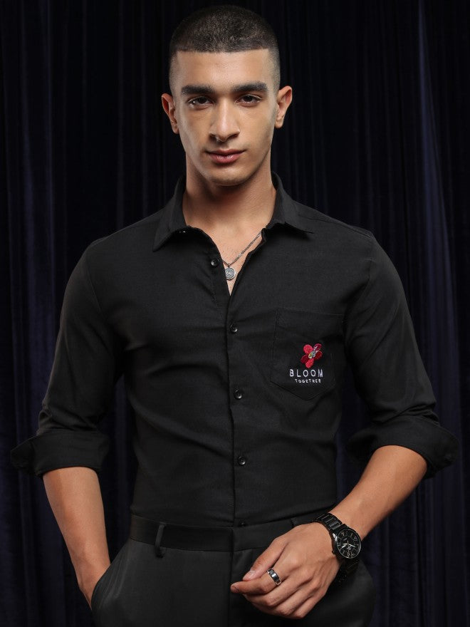 Highlander Men Black Solid Regular Fit Casual Shirt - Black - Image 7