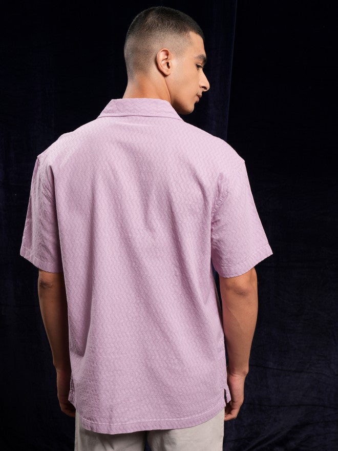 Highlander Men Mauve Textured Relaxed Fit Casual Shirt - Mauve - Image 3