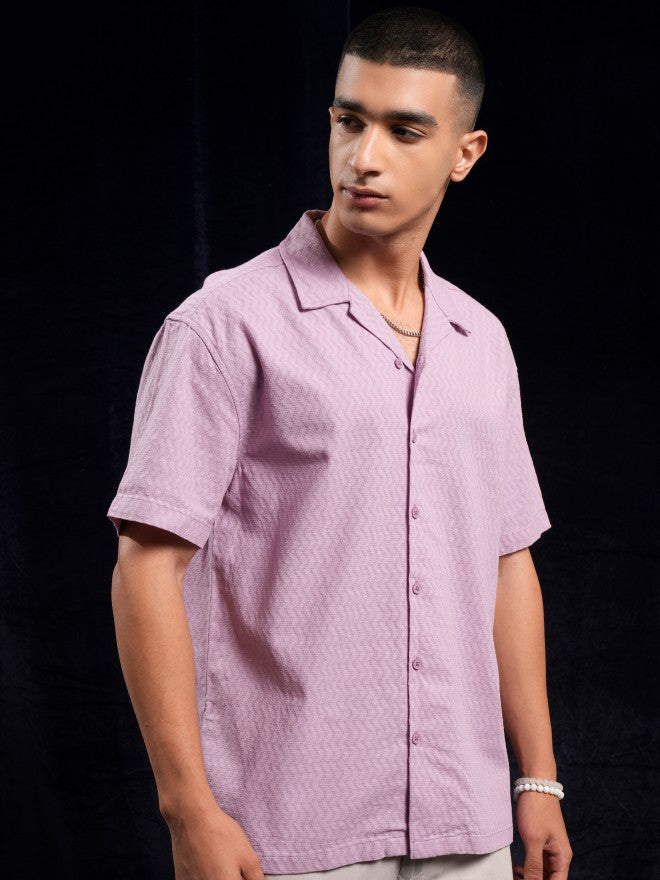 Highlander Men Mauve Textured Relaxed Fit Casual Shirt - Mauve - Image 6