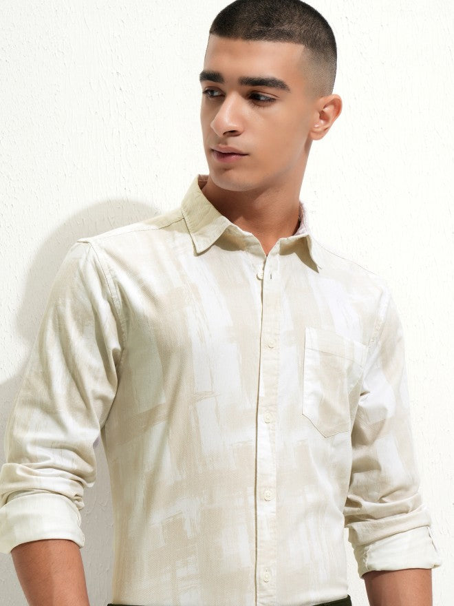 Highlander Men Beige Regular Fit Casual Shirt - Beige - Image 1
