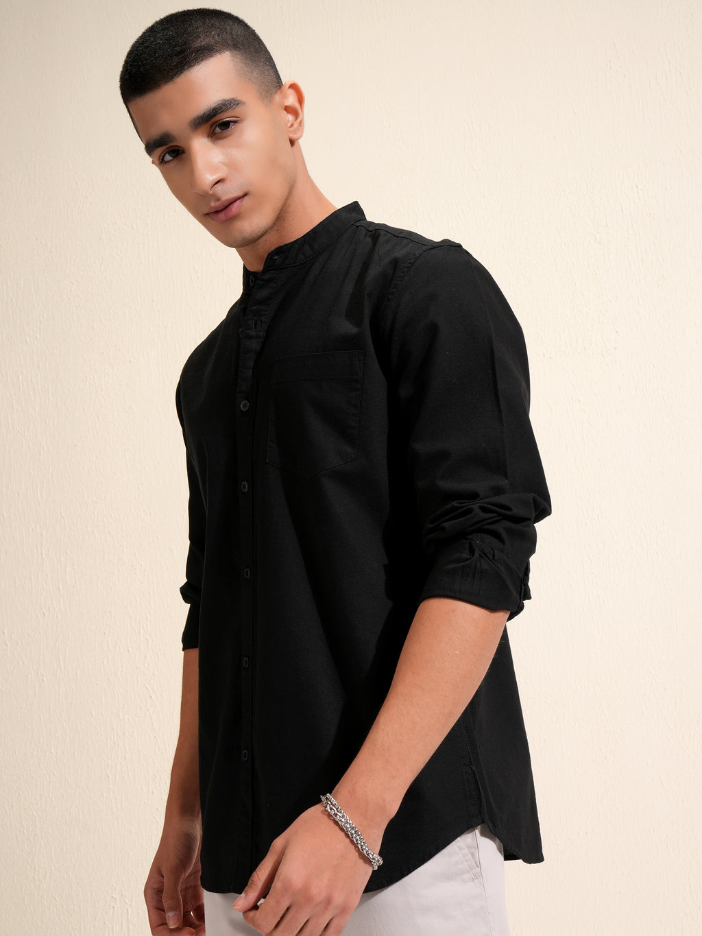 Highlander Men Black Solid Regular Fit Casual Shirt - Black - Image 4