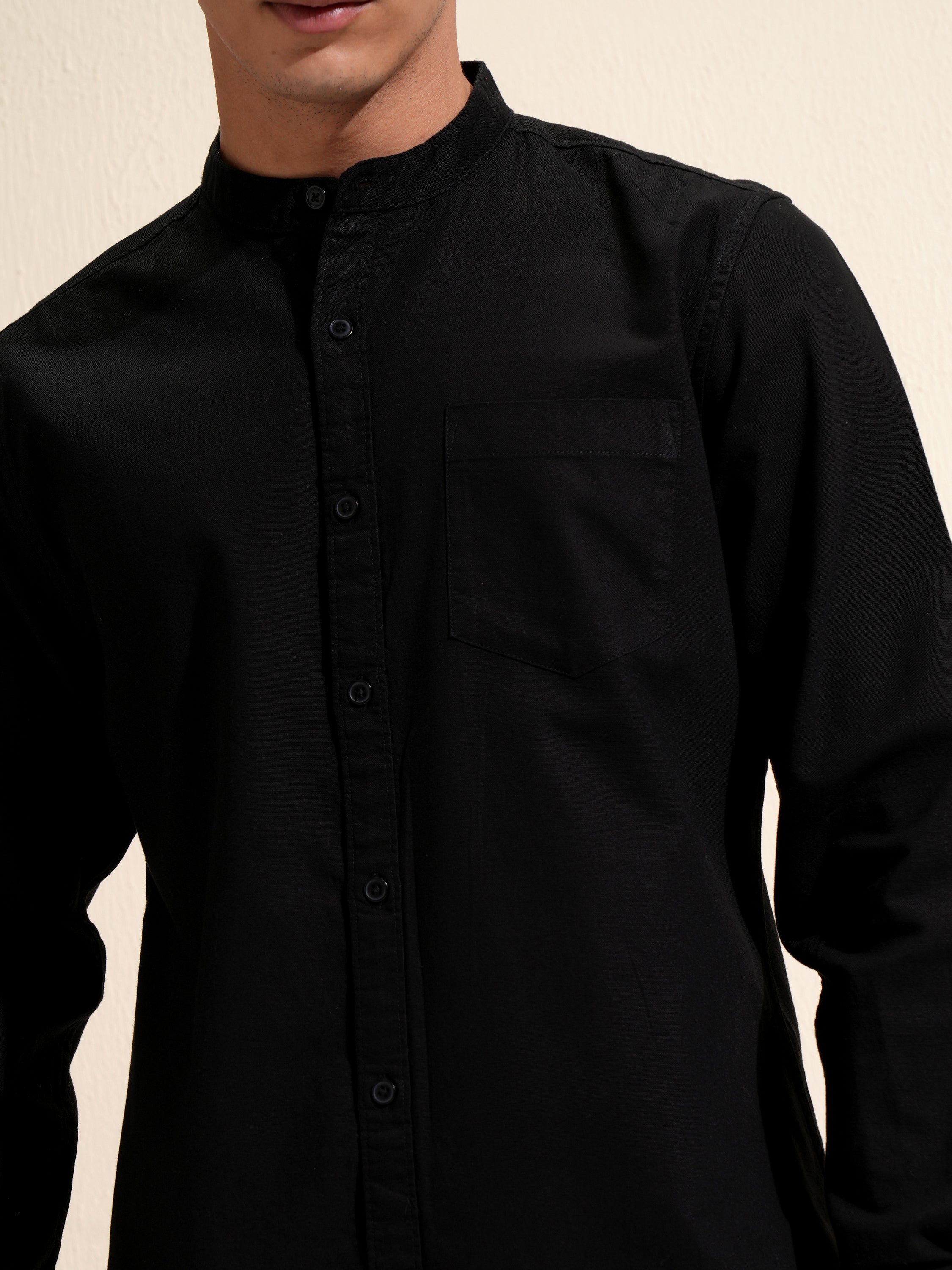 Highlander Men Black Solid Regular Fit Casual Shirt - Black - Image 5