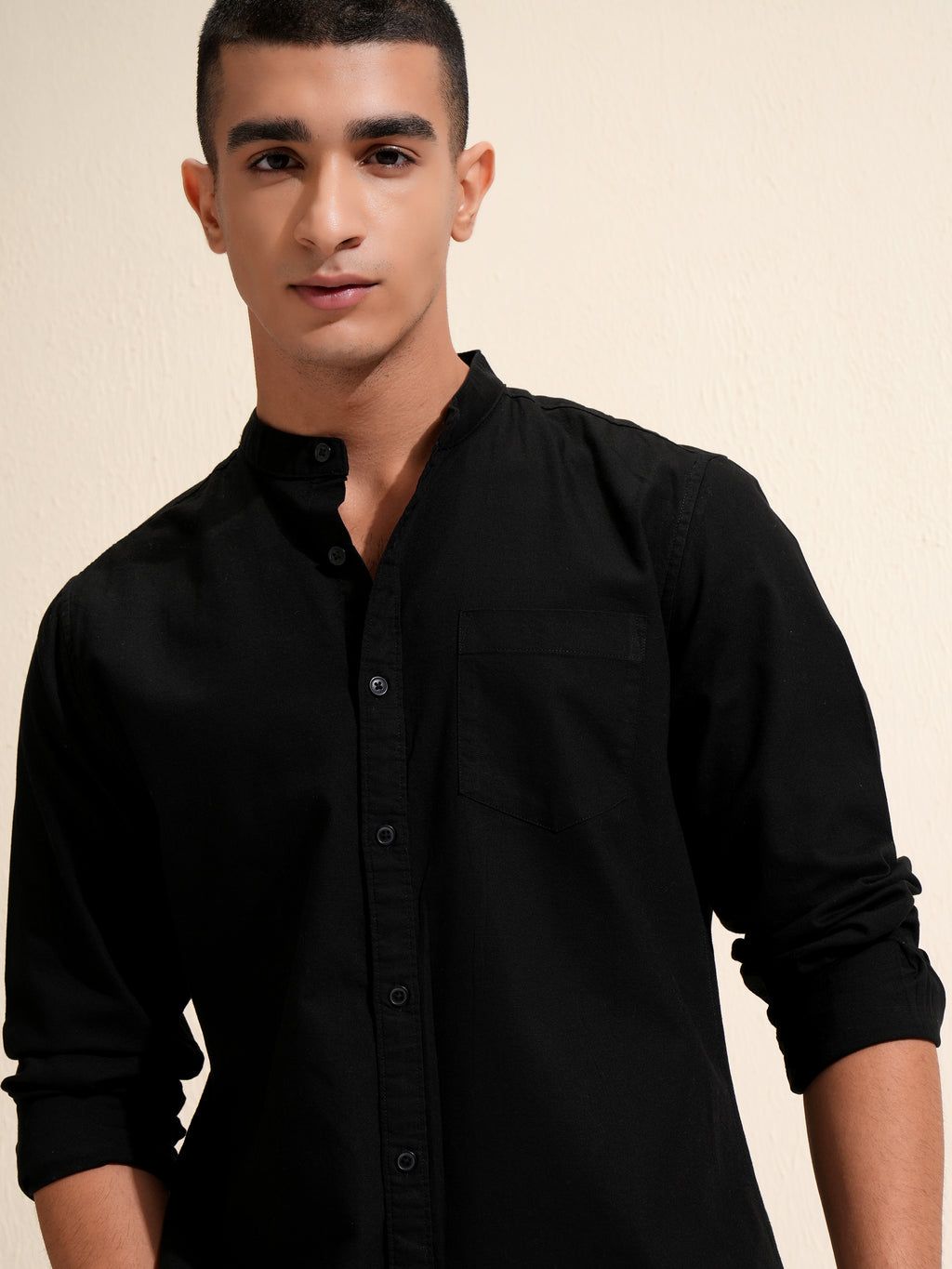 Highlander Men Black Solid Regular Fit Casual Shirt - Black - Image 6