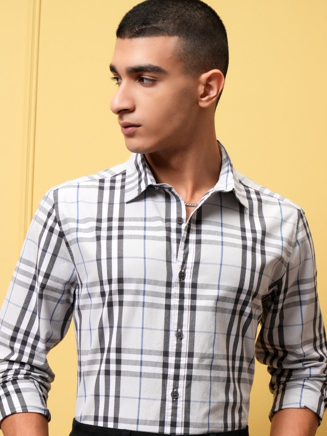 Highlander Men Blue Checked Regular Fit Casual Shirt - Blue - Image 1