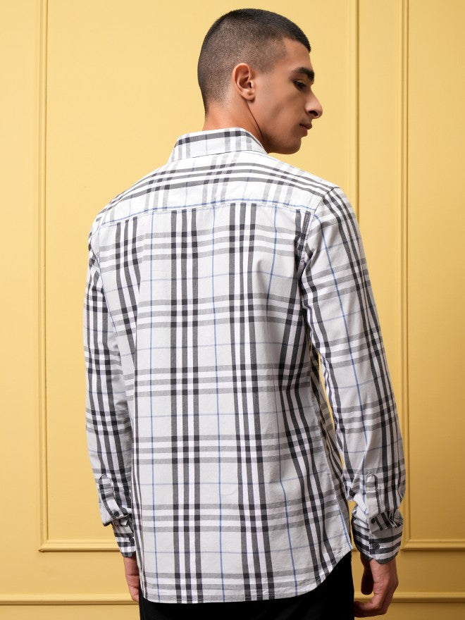 Highlander Men Blue Checked Regular Fit Casual Shirt - Blue - Image 3