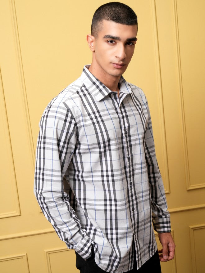 Highlander Men Blue Checked Regular Fit Casual Shirt - Blue - Image 6