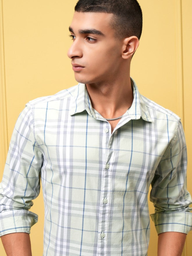 Highlander Men Green Checked Regular Fit Casual Shirt - Green - Image 1
